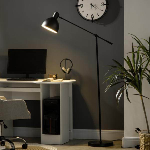 Stehleuchte im Industriedesign, höhenverstellbar, Bodenschalter Schwarz - Palo24