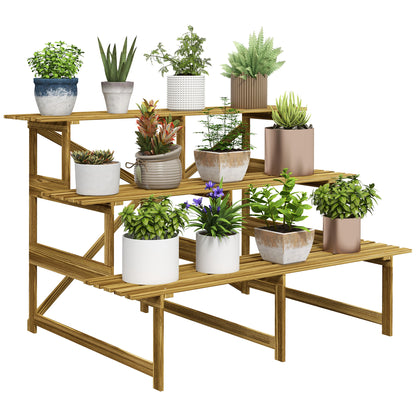 Pflanzentreppe Blumenregal Tannenholz 3 Stufen L120 x W80 x H80cm
