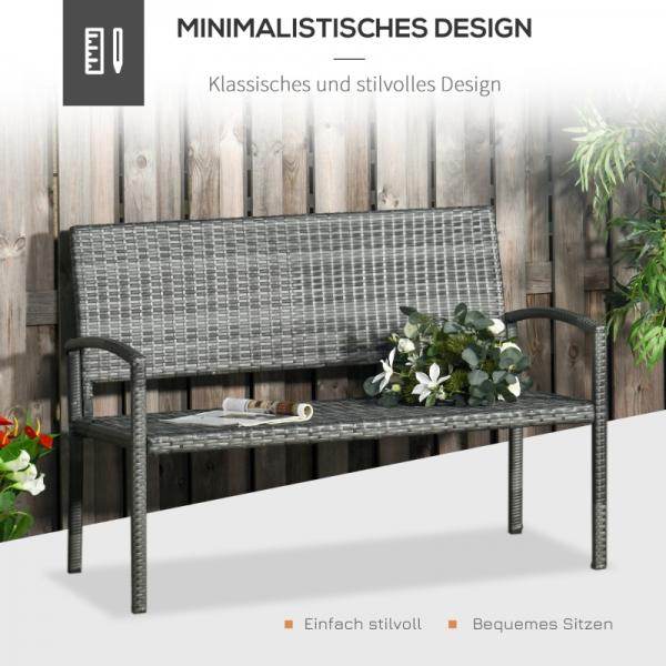 Gartenbank 2-Sitzer Rattanoptik mit Stahlrahmen grau - Palo24