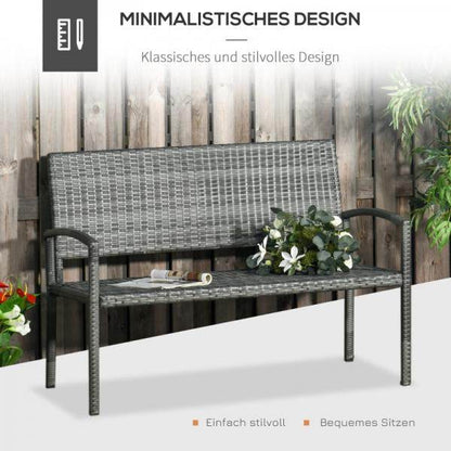 Gartenbank 2-Sitzer Rattanoptik mit Stahlrahmen grau - Palo24