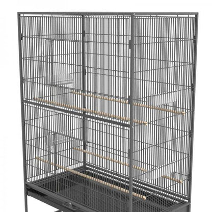 Vogelkäfig inklusive Sitzstangen, Vogelspielzeug, herausnehmbare Bodenwanne, 1 Ablage, Grau - Palo24