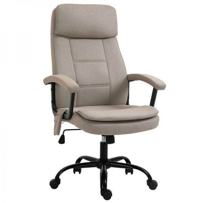 Bürostuhl höhenverstellbarer mit Massagefunktion, ergonomischer Drehstuhl Leinen-Gefühl Beige - Palo24