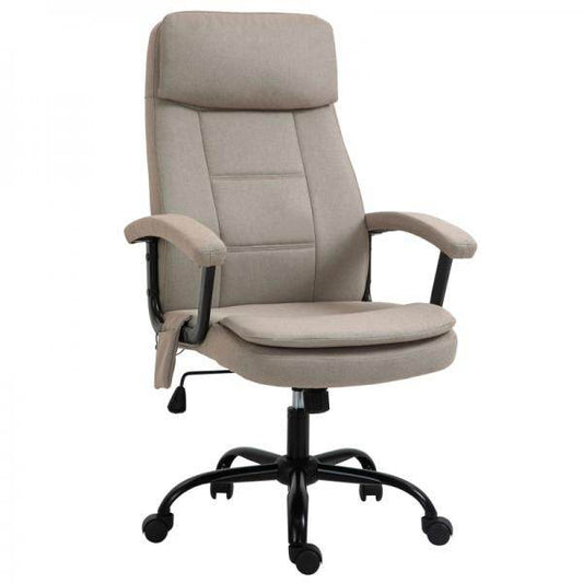 Bürostuhl höhenverstellbarer mit Massagefunktion, ergonomischer Drehstuhl Leinen-Gefühl Beige - Palo24