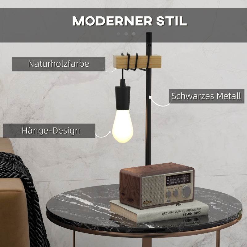 Tischlampe inkl. LED höhenverstellbar, schwarz+Holz - Palo24