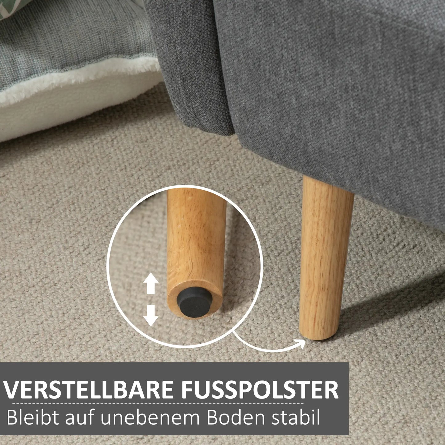 Doppelsofa Polsterung mit Kissen Stoff einstellbare Höhe der Fussrasten