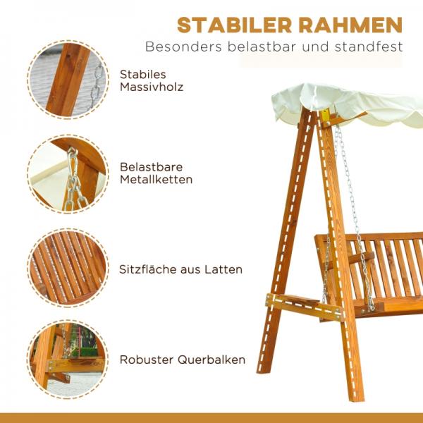 Hollywoodschaukel Gartenschaukel 3-Sitzer Lärche weiss - Palo24