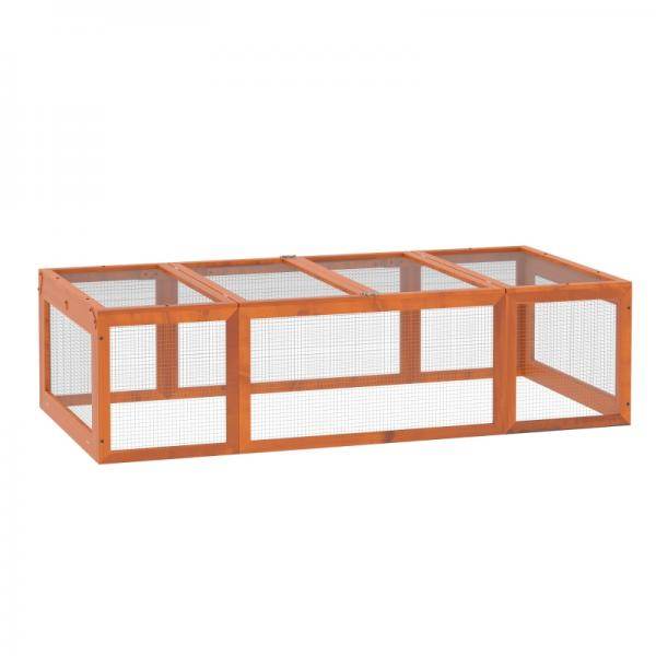 Freilaufgehege für Kleintiere Aufklappbares Dach Tannenholz Orange - Palo24
