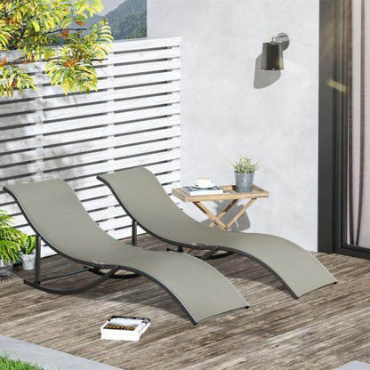 2er Set Gartenliege Sonnenliege Stoffliege Relaxliege ergonomisch Alu Texteline Hellgrau - Palo24