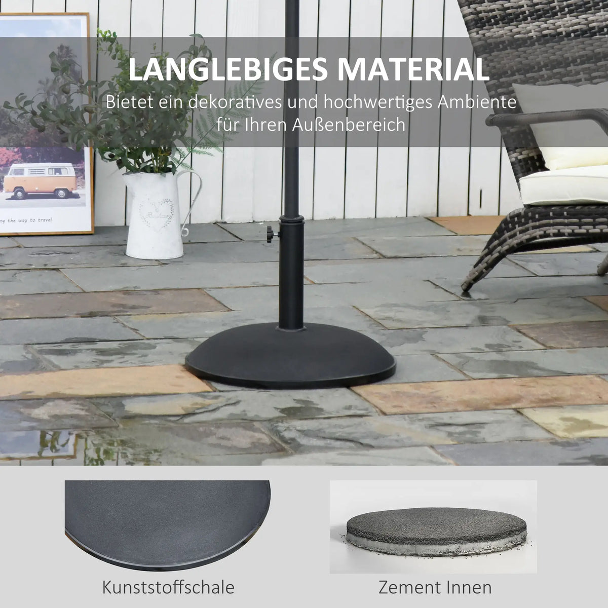 Sonnenschirmständer Sonnenschirmfuss 25kg Stahl Schwarz