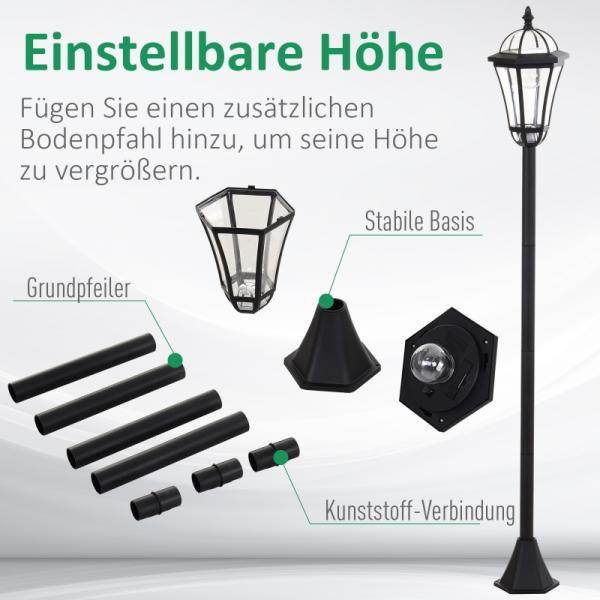 Gartenleuchte Solar Gartenlaterne 2er Set LED 6-8 Stdn. Edelstahl H129cm - Palo24