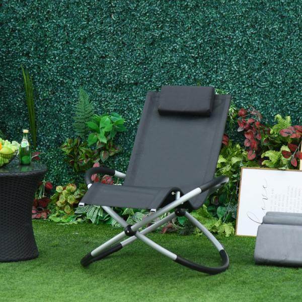 Schaukelstuhl ergonomischer 2 In 1 Schwingsessel Schaukelliege kugelförmig Dunkelgrau - Palo24