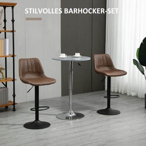 Barhocker 2er-Set im Retrodesign höhenverstellbar Braun - Palo24