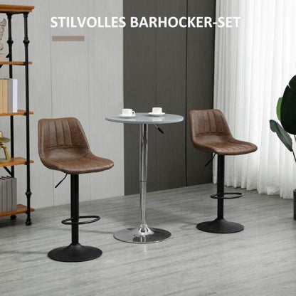 Barhocker 2er-Set im Retrodesign höhenverstellbar Braun - Palo24