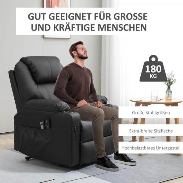 Massagesessel neigbare Rücklehne 8 Massagemodi schwarz - Palo24