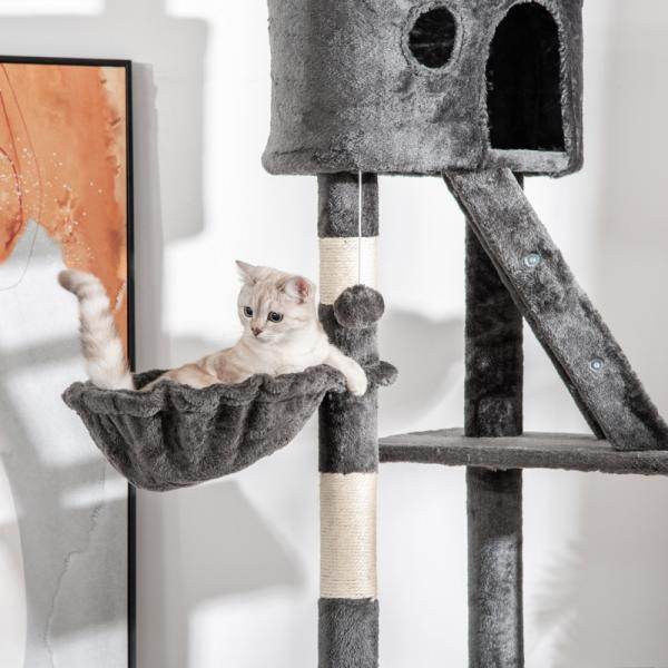 Katzenbaum Kratzbaum Katzenkratzbaum Kletterbaum Katze Sisal höhenverstellbar Grau - Palo24
