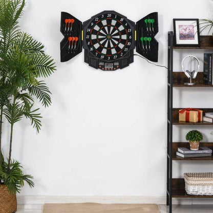 Elektronische Dartscheibe Dartboard Dart-set mit Tür LED Anzeige Soundeffekte - Palo24