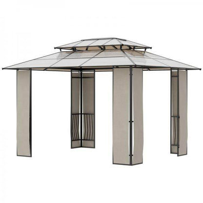 Pavillon mit Dach aus Polycarbonatplatten, Braun, 3,7 x 3 x 2,8 m - Palo24