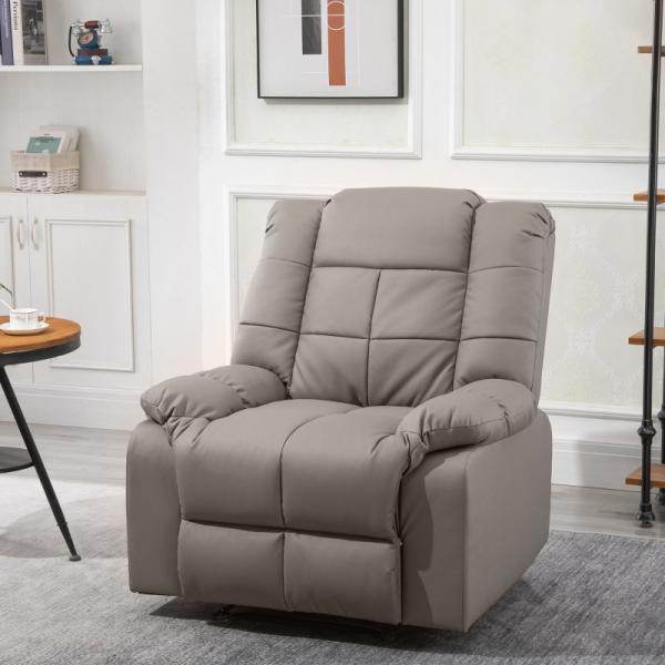 Elektrischer Massagesessel mit Liegefunktion Tasche PU Holz Metall Schaumstoff Grau - Palo24