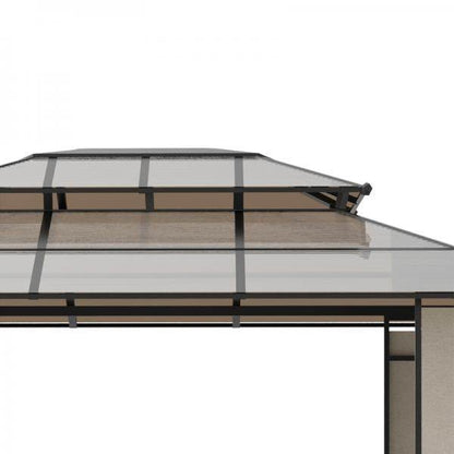 Pavillon mit Dach aus Polycarbonatplatten, Braun, 3,7 x 3 x 2,8 m - Palo24