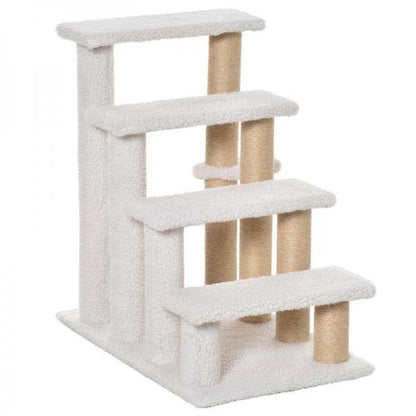 Haustiertreppe Ball 4-stufige Katzentreppe Hundetreppe Tiertreppe Jute Weiss - Palo24