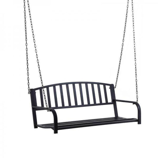 Hängebank 2-Sitzer Gartenschaukel Schaukelbank Schwebebank mit Ketten Metall Schwarz - Palo24