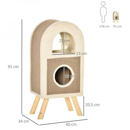 Kratzbaum Katzenhöhle Spielbällen Katzenbett Kratzmatte Sisal Kaffee - Palo24