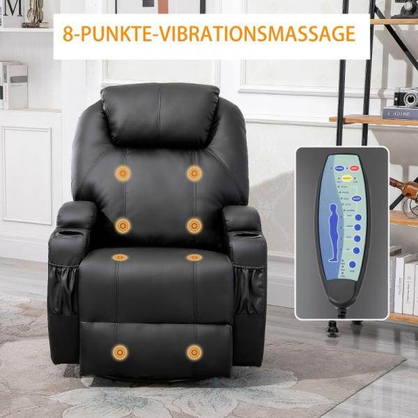 Massagesessel Elektrisch Massagefunktion 5 Massage-Modi Liegefunktion Schwarz - Palo24