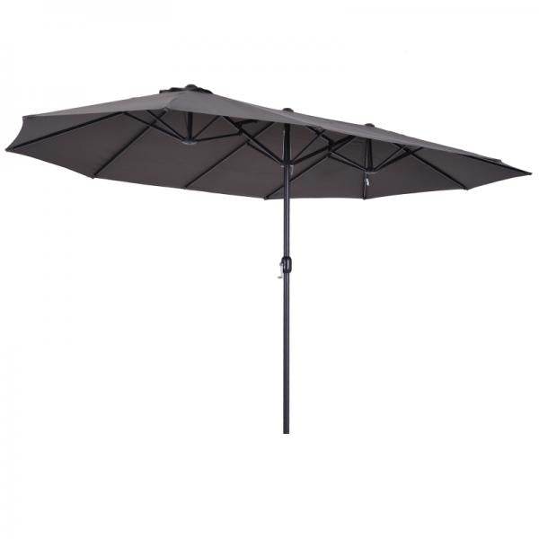 Sonnenschirm Doppelsonnenschirm Terrassenschirm mit Handkurbel Grau Oval - Palo24