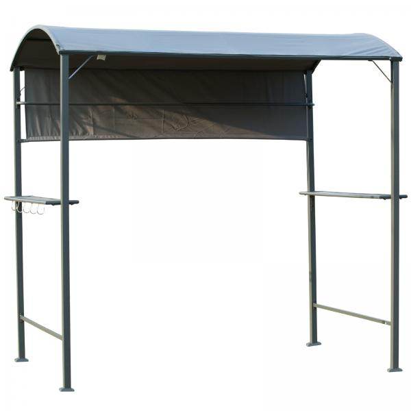 Grillpavillon BBQ-Pavillon mit 2 Ablagen Flammschutzdach Polyester Schwarz - Palo24