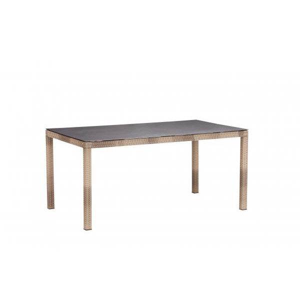 Rattan Dining Esstisch Gartentisch 140x90cm Spraystone natur - Palo24