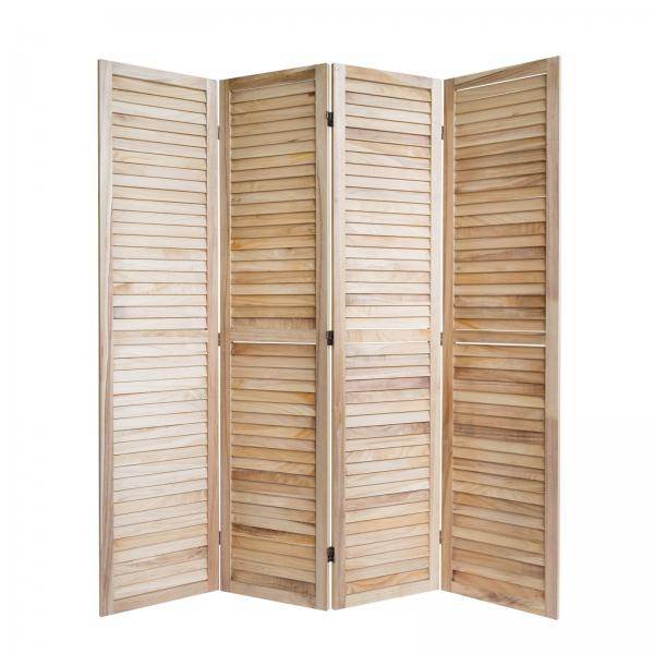 4 fach Paravent Raumteiler Holz natur - Palo24