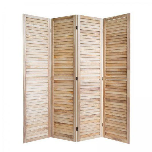 4 fach Paravent Raumteiler Holz natur - Palo24