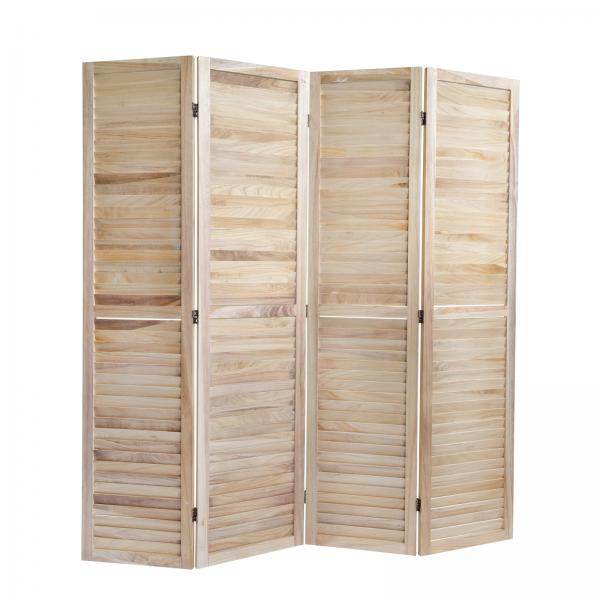 4 fach Paravent Raumteiler Holz natur - Palo24