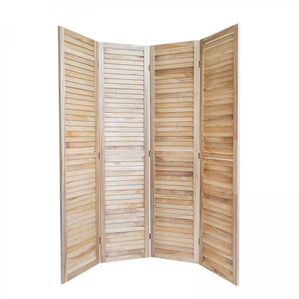 4 fach Paravent Raumteiler Holz natur - Palo24
