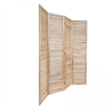 4 fach Paravent Raumteiler Holz natur - Palo24