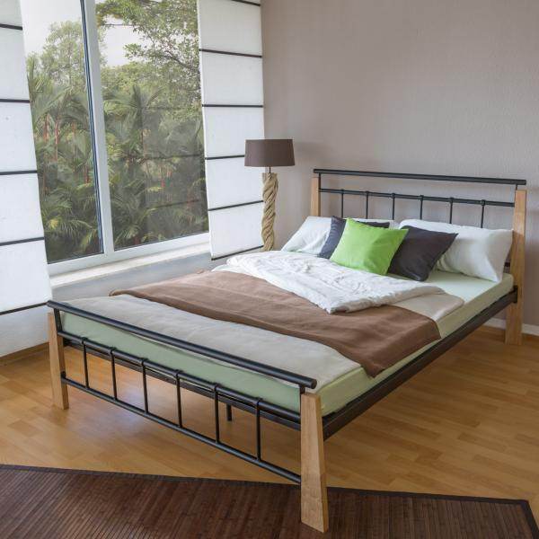 Metallbett 160x200cm Bettgestell Doppelbett 5072 schwarz - Palo24