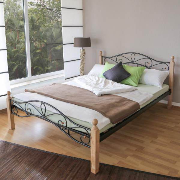 Metallbett 160x200cm Bettgestell Doppelbett 920 schwarz - Palo24