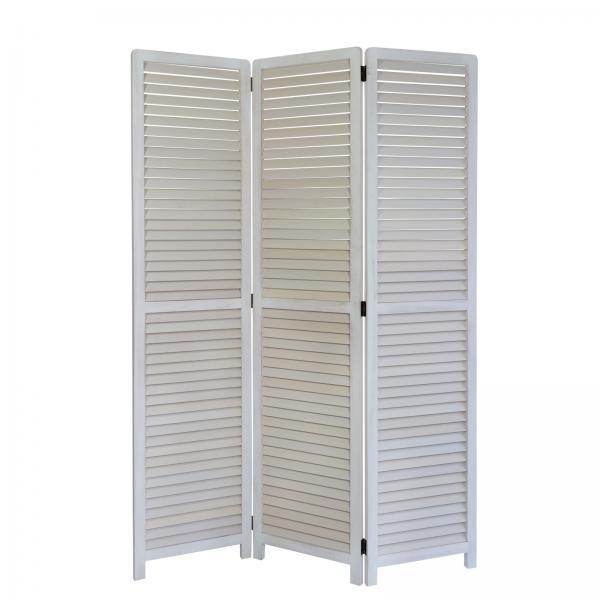 3 fach Paravent Raumteiler 044 Holz weiss - Palo24