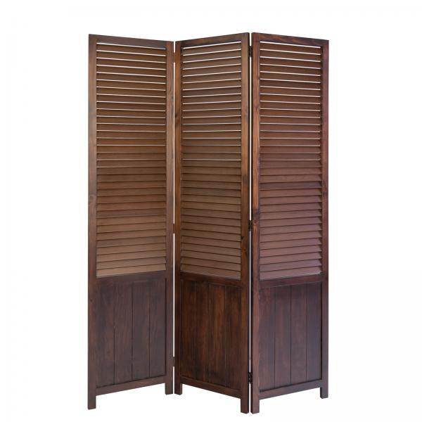 3 fach Paravent Raumteiler 043 Holz braun - Palo24