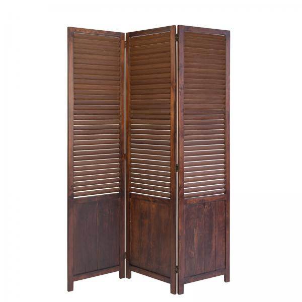 3 fach Paravent Raumteiler 043 Holz braun - Palo24