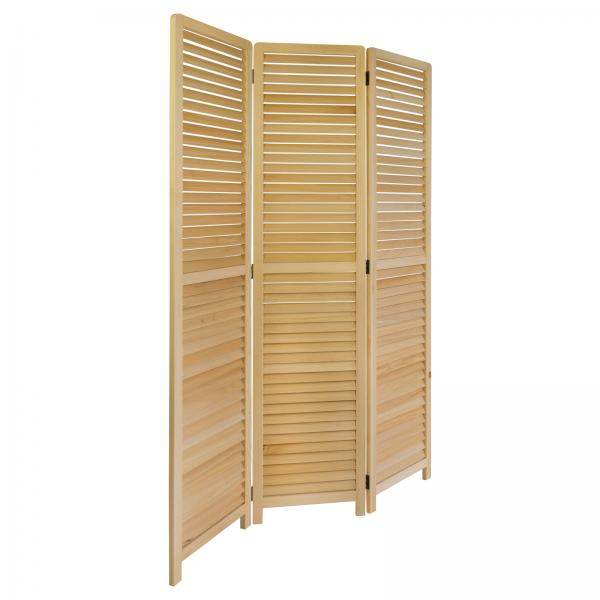 3 fach Paravent Raumteiler Trennwand Holz natur - Palo24