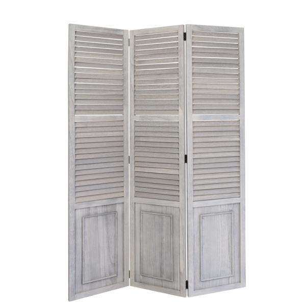 3 fach Paravent Raumteiler 045 Holz grau - Palo24