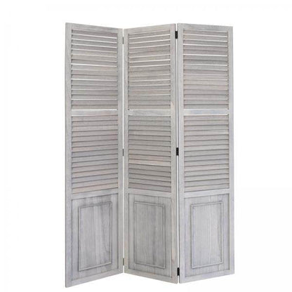 3 fach Paravent Raumteiler 045 Holz grau - Palo24