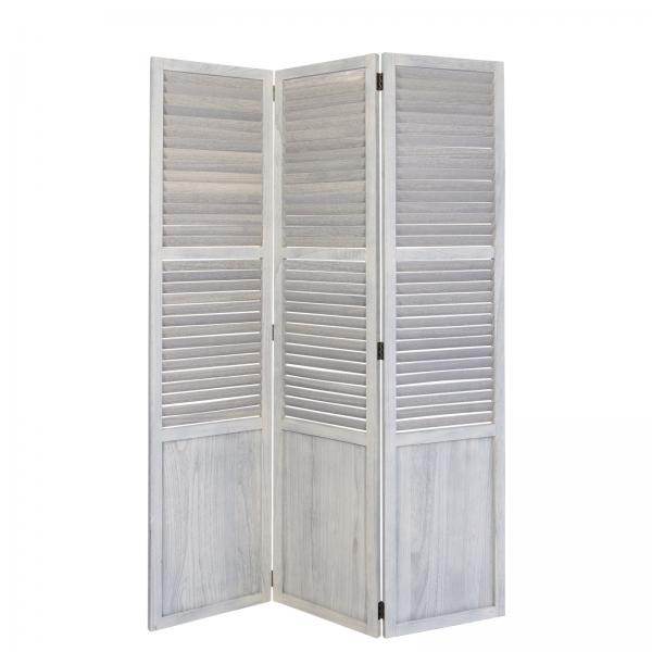 3 fach Paravent Raumteiler 045 Holz grau - Palo24