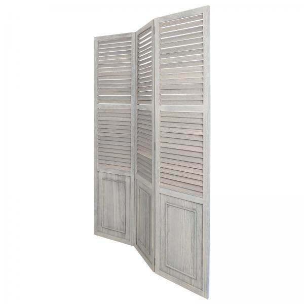 3 fach Paravent Raumteiler 045 Holz grau - Palo24
