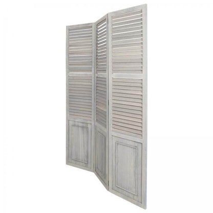 3 fach Paravent Raumteiler 045 Holz grau - Palo24
