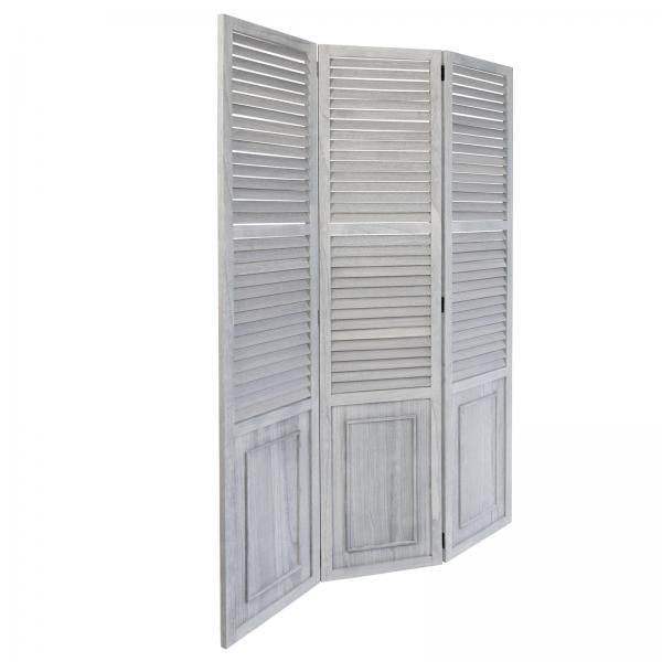 3 fach Paravent Raumteiler 045 Holz grau - Palo24