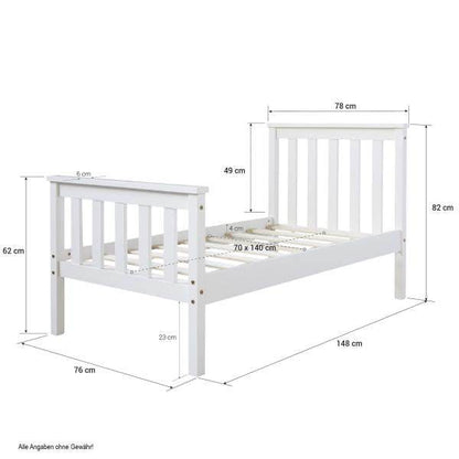 Juniorbett Kinderbett Jugendbett Holzbett Bettgestell 70x140 weiss Holzbett - Palo24