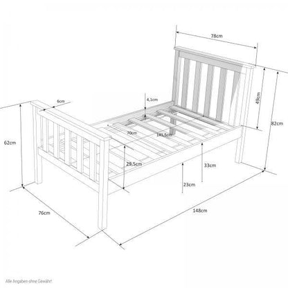 Juniorbett Kinderbett Jugendbett Holzbett Bettgestell 70x140 weiss Holzbett - Palo24