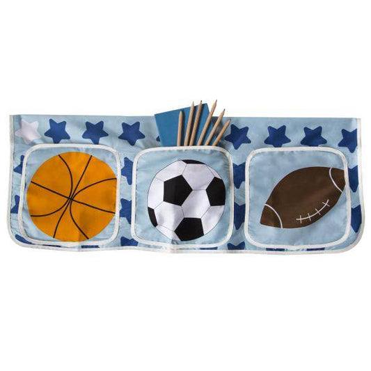 Bett Tasche Stofftasche für Hochbett Bettzubehör blau Fussball Stoff Kinderbettt - Palo24